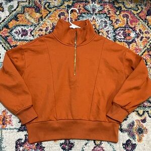 Women’s burnt orange 1/4 zip pullover • size large